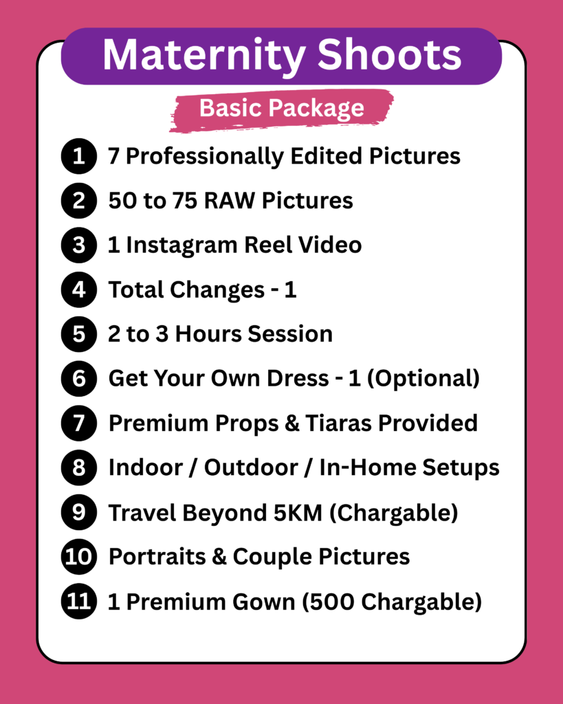 Pregnancy photoshoot basic package in Kolkata