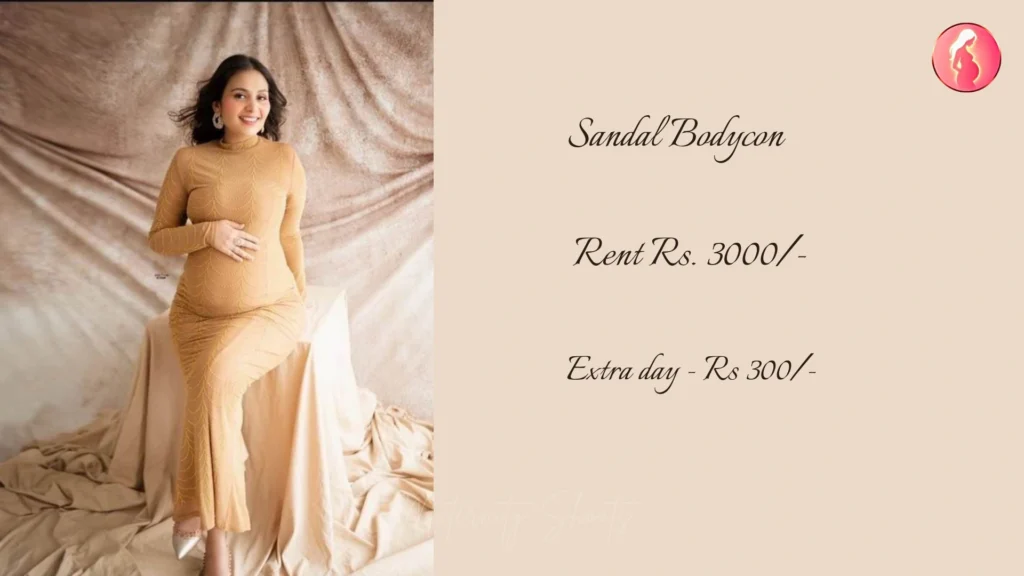 sandal bodycon maternity gown with fitted silhouette for minimal studio maternity shoot