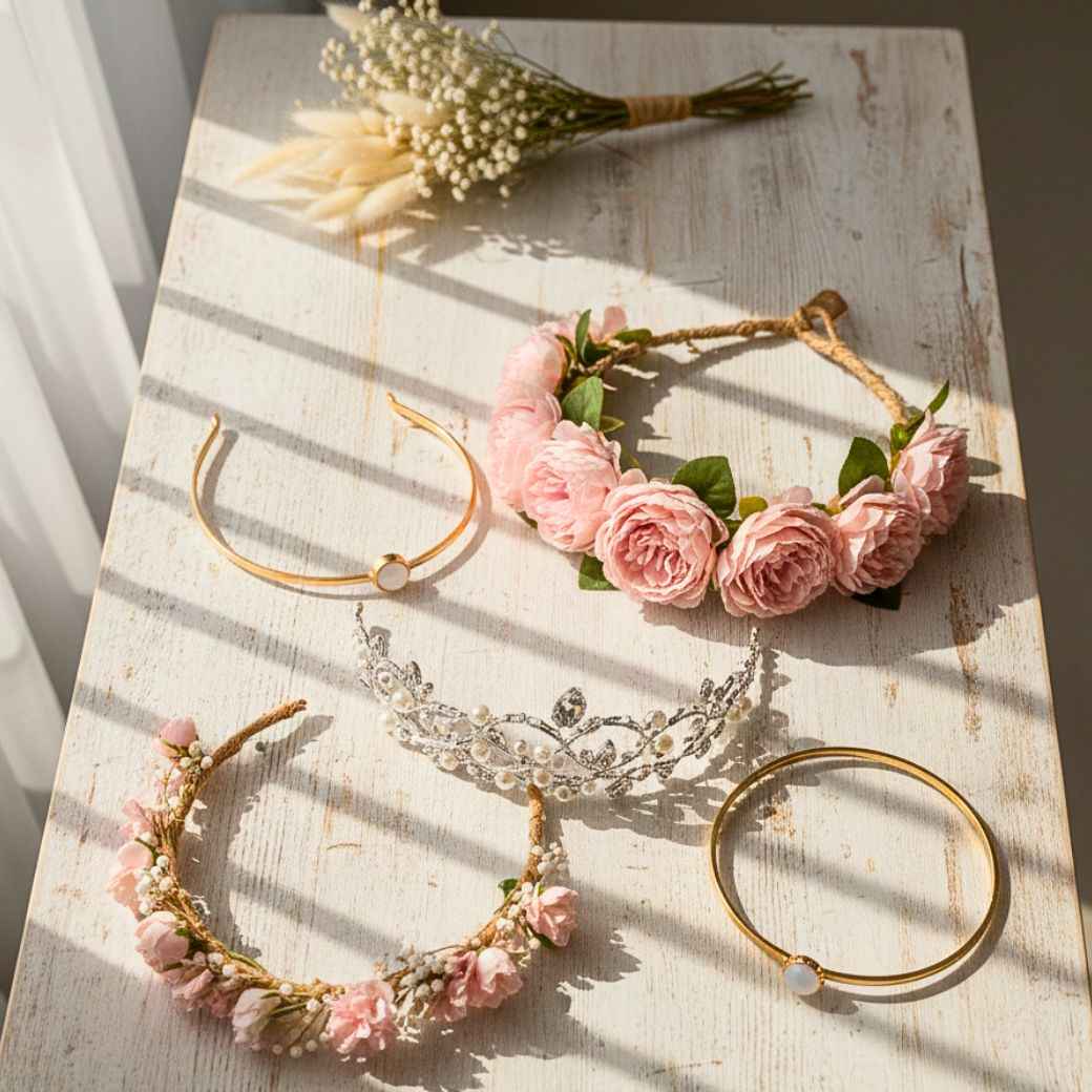 Tiaras and crown accessories used for maternity photoshoot styling