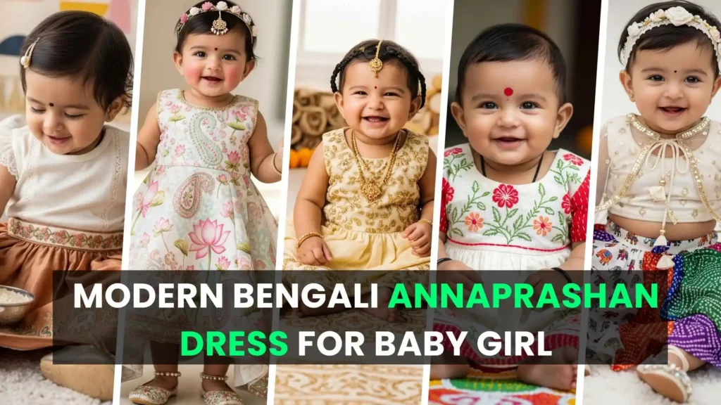 Modern Bengali Annaprashan Dress for Baby Girl