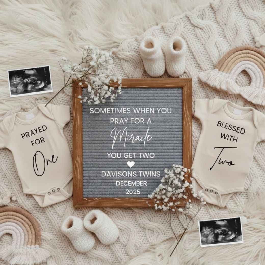 Signs and letterboards used for pregnancy announcement or maternity photoshoot props
