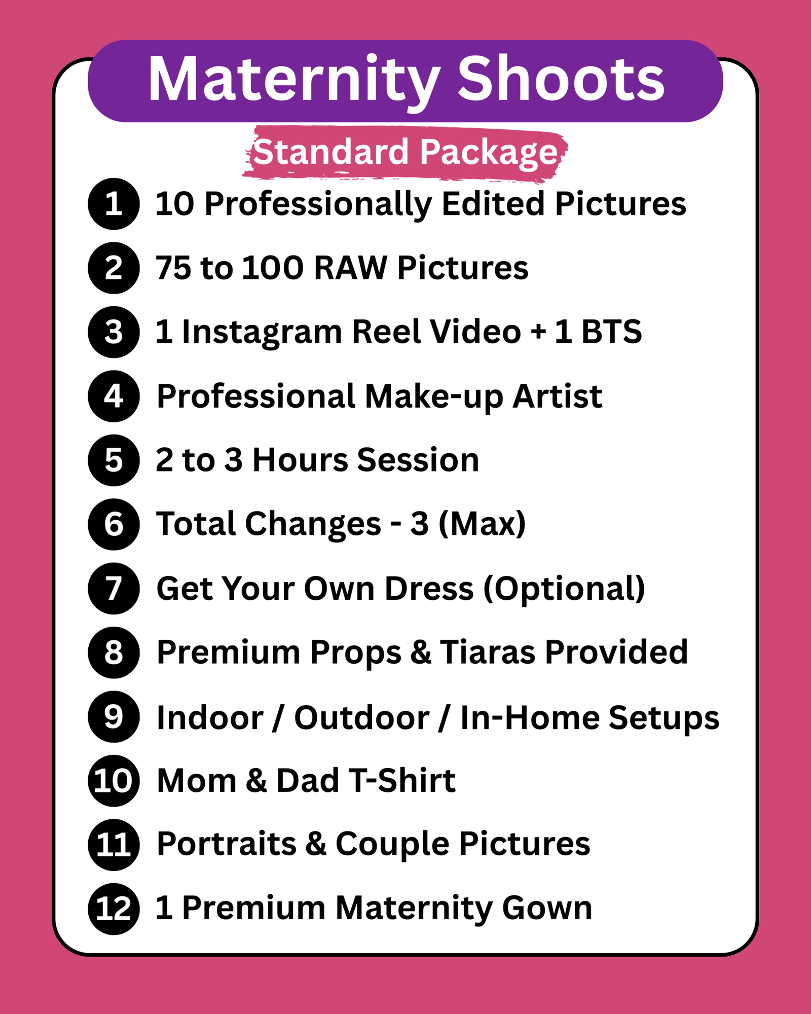 Standard Package - Maternity Shoots (Kolkata)