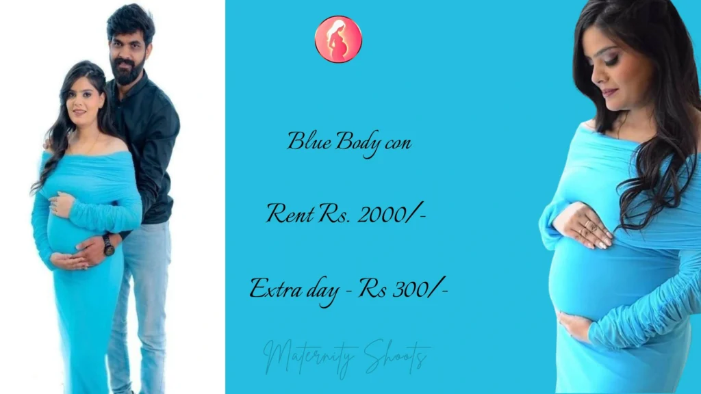 blue bodycon maternity gown with stretch fit and clean look for minimal maternity portrait session