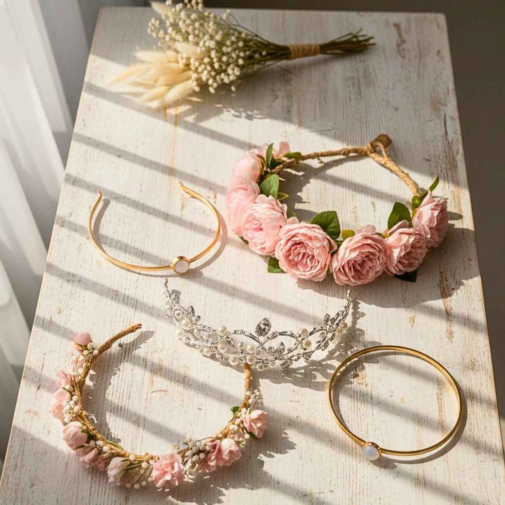 Tiaras and crown accessories used for maternity photoshoot styling