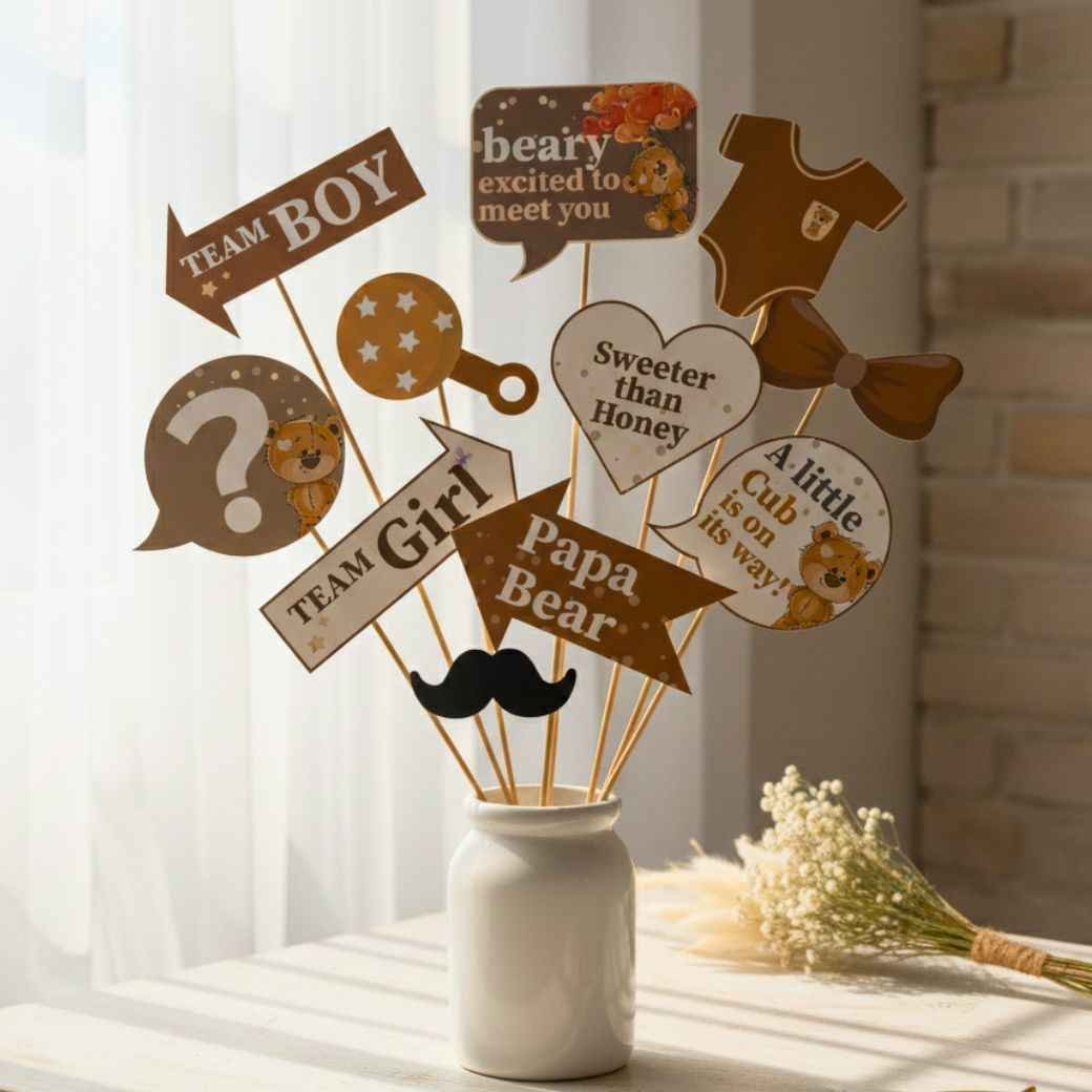 Baby shower props used for maternity photoshoot decoration and celebration setup