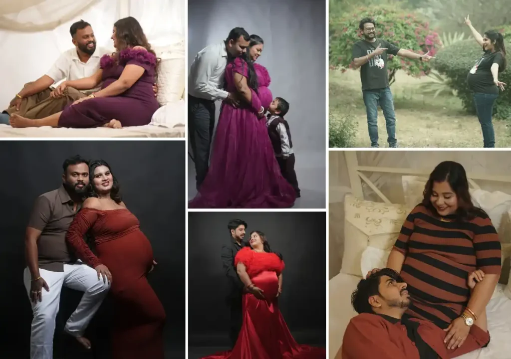 Couple and family portraits captured during maternity photoshoot with natural emotions