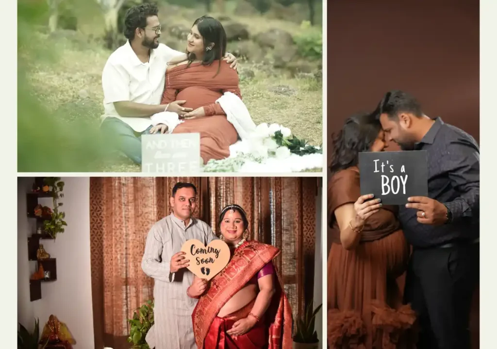 Elegant accessories and props used to enhance maternity portrait photoshoot styling