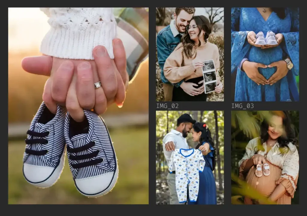 Soft romantic theme styling used for elegant maternity photoshoot background and mood