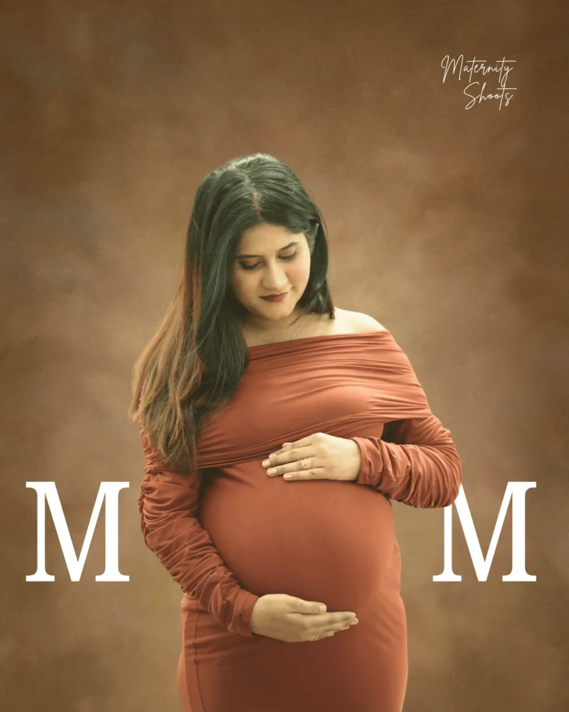 creative maternity photoshoot in Kolkata with mom concept solo pregnancy portrait