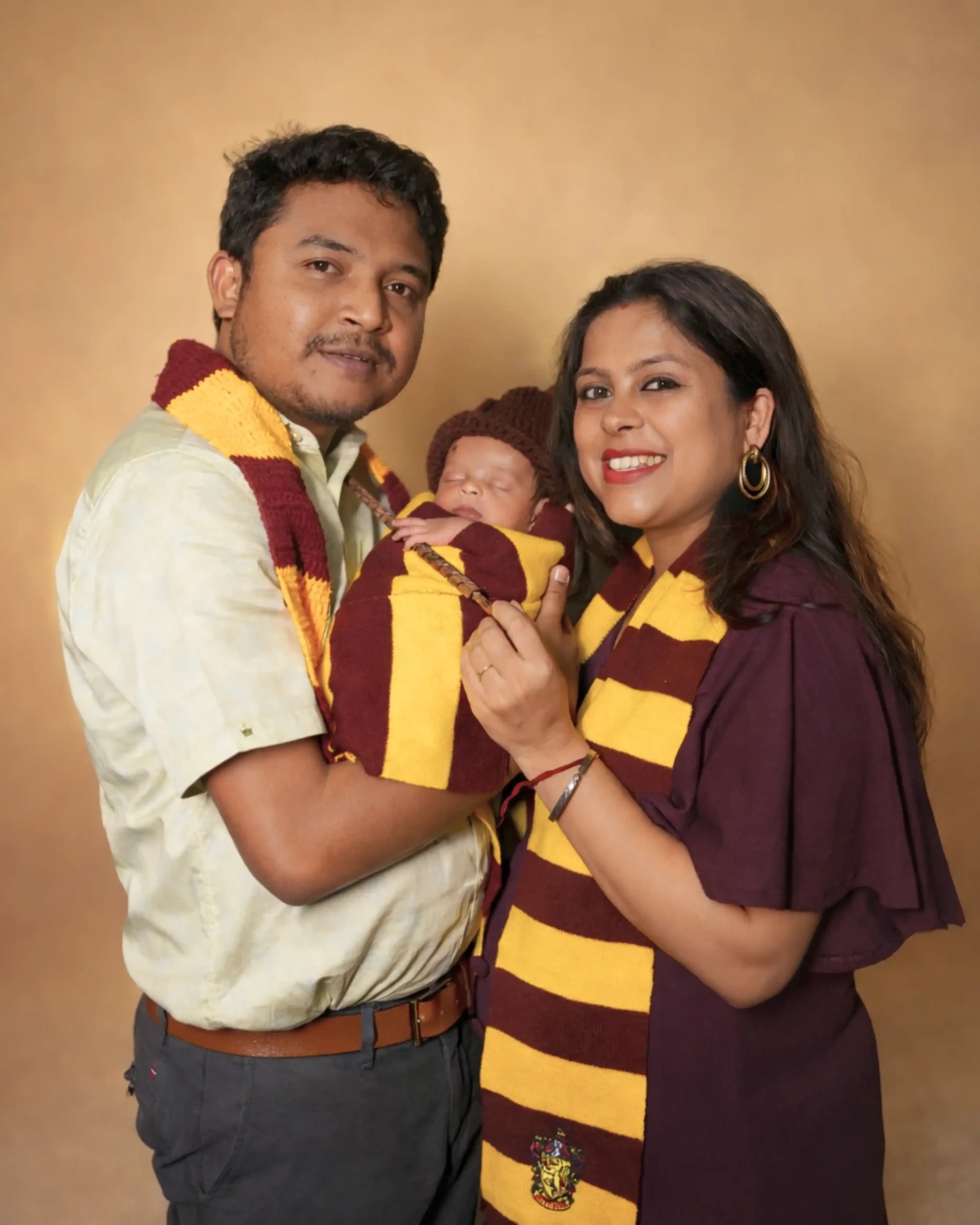 Family newborn portrait with Harry Potter themed baby photography